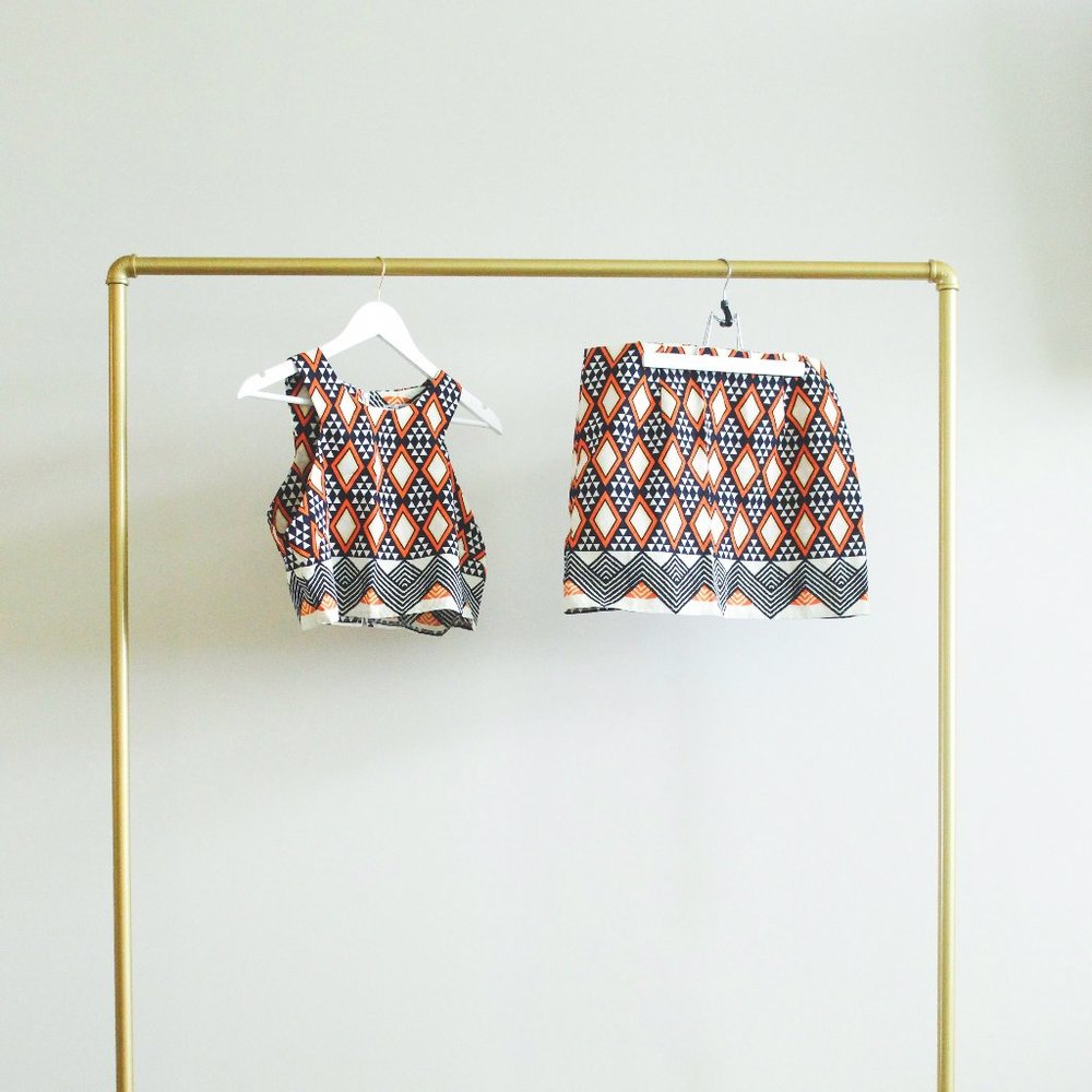 Orange Patterned Co-ord Skirt Set
